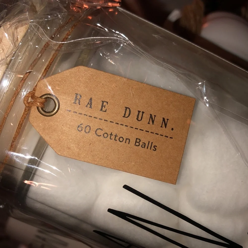 Rae Dunn CLEAN 60 Cotton Balls In Jar